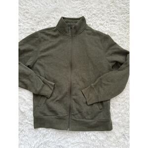 Amazon Essentials Men’s Sz. L Army/olive Green Zip Soft Jacket. Comfortable